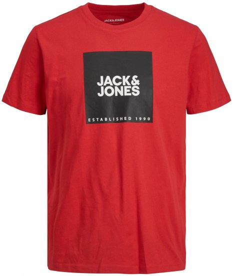 Jack & Jones JJLOCK TEE Red - Koszulki - T-shirty meskie Duże Rozmiary - 2XL-14XL