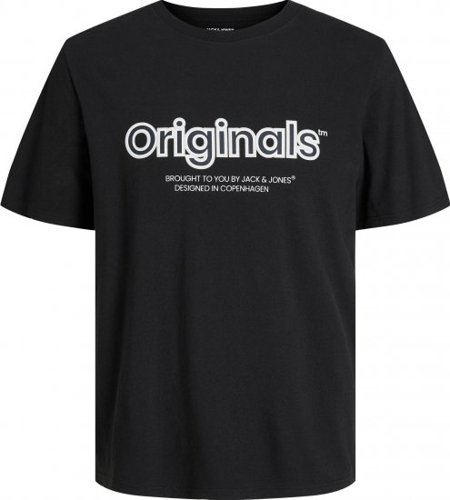 Jack & Jones JORLAKEWOOD BRANDING TEE Black - Koszulki - T-shirty meskie Duże Rozmiary - 2XL-14XL