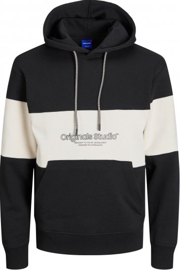 Jack & Jones JORLAKEWOOD SWEAT HOODIE Blocking Black - Bluzy & bluzy z kapturem - Bluzy & Bluzy z kapturem 2XL-12XL