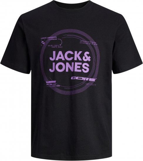 Jack & Jones JCOPILOU TEE SS CREW NECK Black - Koszulki - T-shirty meskie Duże Rozmiary - 2XL-14XL
