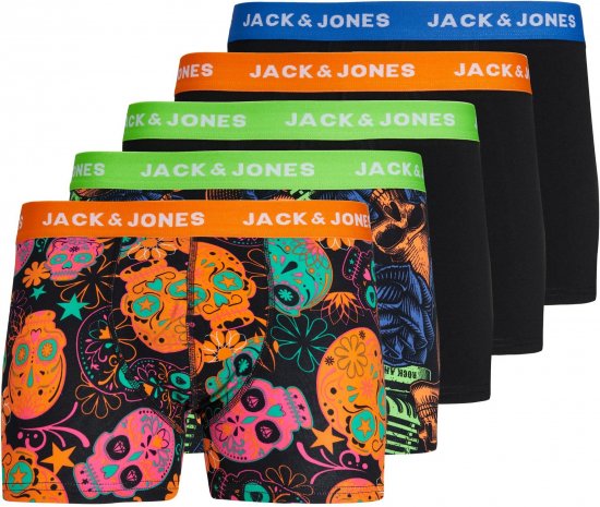 Jack & Jones JACPOP SKULLS TRUNKS 5 PACK Black - Bielizna & stroje kąpielowe - Bielizna & Stroje kąpielowe 2XL-8XL