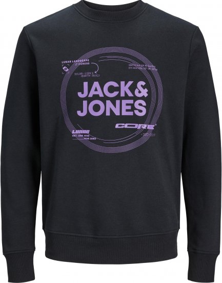 Jack & Jones JCOPILOU SWEAT CREW NECK Black - Bluzy & bluzy z kapturem - Bluzy & Bluzy z kapturem 2XL-12XL