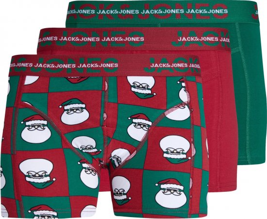 Jack & Jones JACSQUARE SANTA TRUNKS 3 PACK Aventurine - Bielizna & stroje kąpielowe - Bielizna & Stroje kąpielowe 2XL-8XL