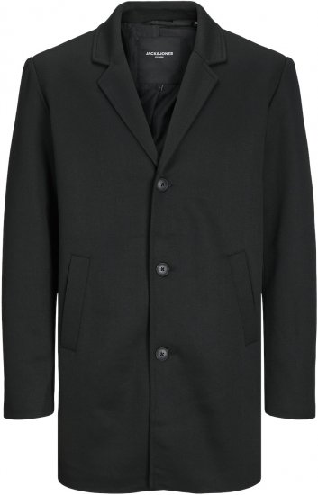 Jack & Jones JJCHUCK Overcoat Black - Kurtki Męskie Duże Rozmiary - Kurtki Duże rozmiary 2XL-8XL