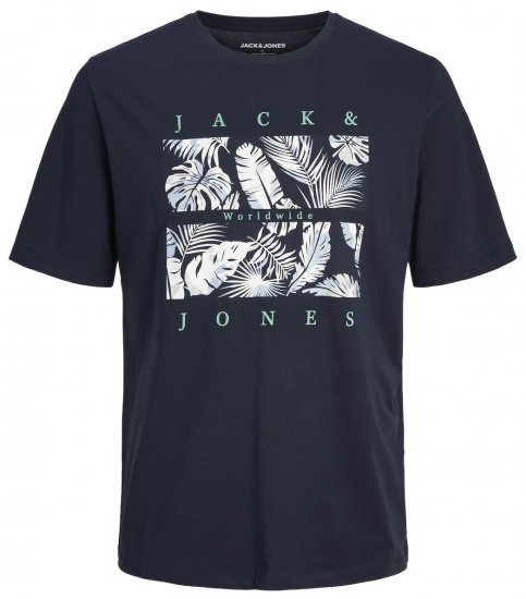 Jack & Jones JJFLOOR T-Shirt Navy Blazer - Koszulki - T-shirty meskie Duże Rozmiary - 2XL-14XL