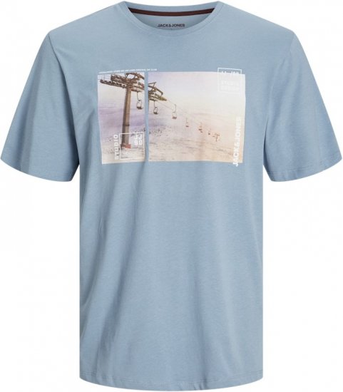 Jack & Jones MAINE T-Shirt Light Blue - Koszulki - T-shirty meskie Duże Rozmiary - 2XL-14XL