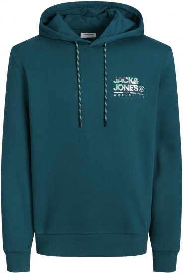 Jack & Jones JJLUKE Hoodie Deep Teal - Bluzy & bluzy z kapturem - Bluzy & Bluzy z kapturem 2XL-12XL
