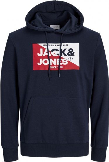 Jack & Jones JJNOLAN Hoodie Navy Blazer - Bluzy & bluzy z kapturem - Bluzy & Bluzy z kapturem 2XL-12XL