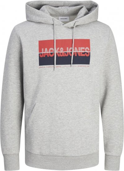 Jack & Jones JJNOLAN Hoodie Light Grey - Bluzy & bluzy z kapturem - Bluzy & Bluzy z kapturem 2XL-12XL