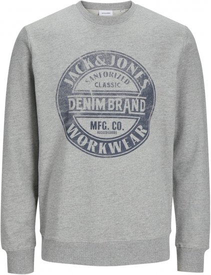 Jack & Jones JJJEANS Sweatshirt Light Grey - Bluzy & bluzy z kapturem - Bluzy & Bluzy z kapturem 2XL-12XL