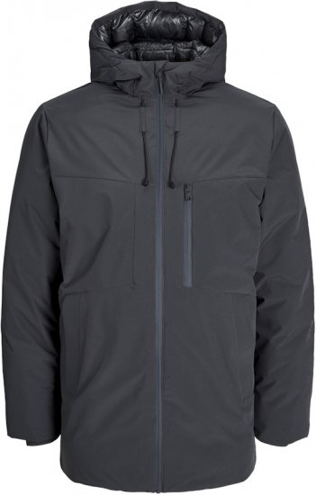 Jack & Jones PAYNE Windproof Parka Dark Grey - Kurtki Męskie Duże Rozmiary - Kurtki Duże rozmiary 2XL-8XL