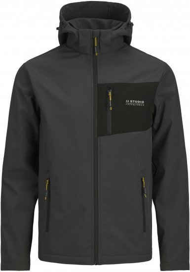 Jack & Jones JJTAYLOR Softshell Jacket Dark Grey - Kurtki Męskie Duże Rozmiary - Kurtki Duże rozmiary 2XL-8XL