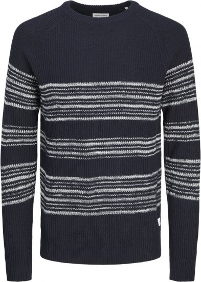 Jack & Jones PANNEL Striped Knitted Sweater Navy Blazer - Bluzy & bluzy z kapturem - Bluzy & Bluzy z kapturem 2XL-12XL