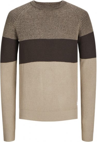 Jack & Jones PANNEL Knitted Sweater Brown - Bluzy & bluzy z kapturem - Bluzy & Bluzy z kapturem 2XL-12XL