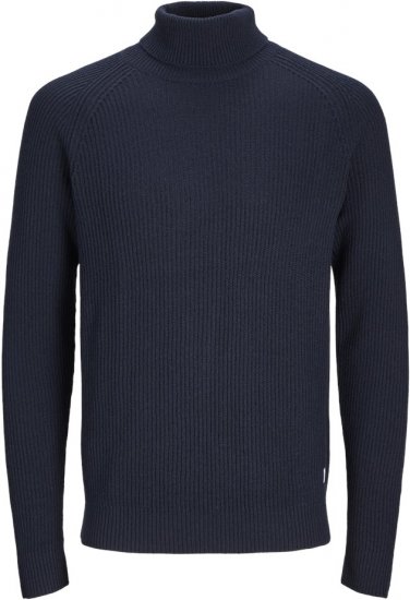 Jack & Jones PANNEL Turtleneck Knitted Sweater Navy Blazer - Bluzy & bluzy z kapturem - Bluzy & Bluzy z kapturem 2XL-12XL