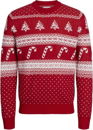 Jack & Jones GABRIEL XMAS Knitted Sweater Red - Bluzy & bluzy z kapturem - Bluzy & Bluzy z kapturem 2XL-12XL