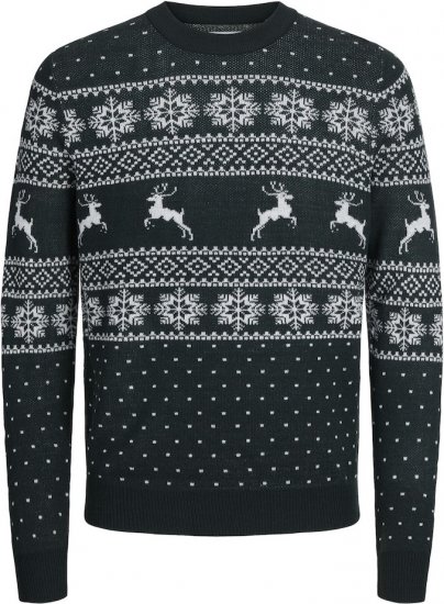 Jack & Jones GABRIEL XMAS Knitted Sweater Green - Wszystkie ubrania - Odzież męska duże rozmiary