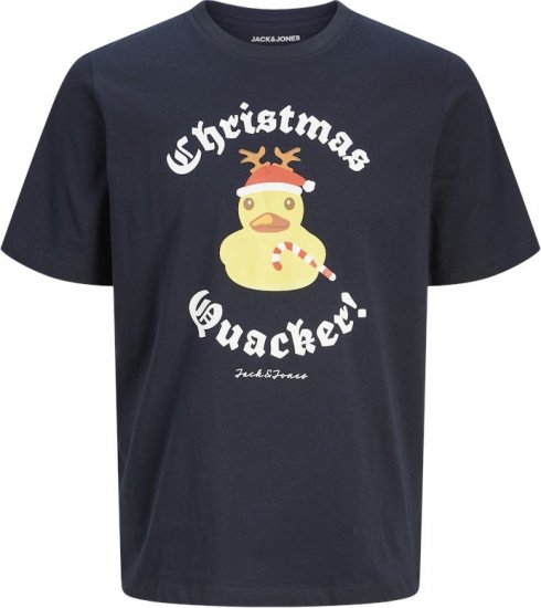 Jack & Jones XMAS Funny Christmas Quacker T-Shirt Navy - Koszulki - T-shirty meskie Duże Rozmiary - 2XL-14XL