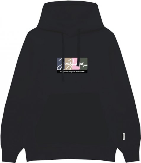Jack & Jones PORTLAND Hoodie Black - Bluzy & bluzy z kapturem - Bluzy & Bluzy z kapturem 2XL-12XL