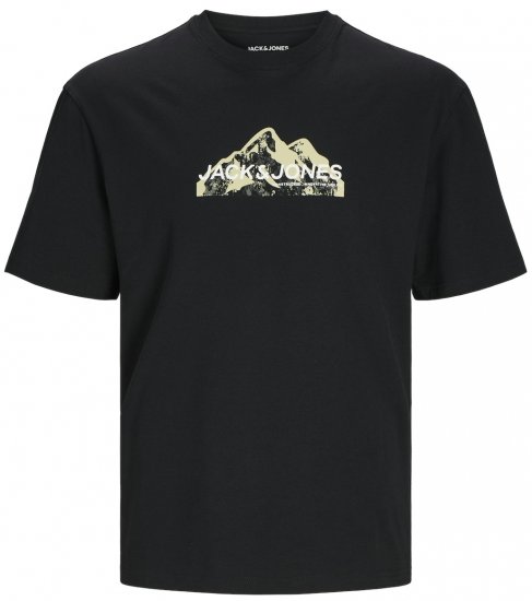 Jack & Jones JCOMOUNTAIN LOGO T-Shirt Black - Koszulki - T-shirty meskie Duże Rozmiary - 2XL-14XL