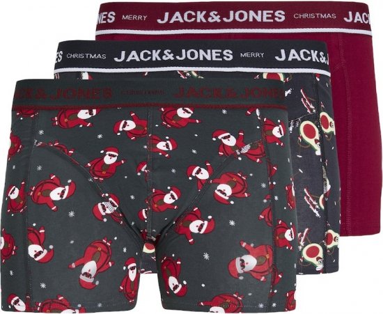 Jack & Jones MERRY X-MAS Trunks 3-Pack Dark Navy - Bielizna & stroje kąpielowe - Bielizna & Stroje kąpielowe 2XL-8XL