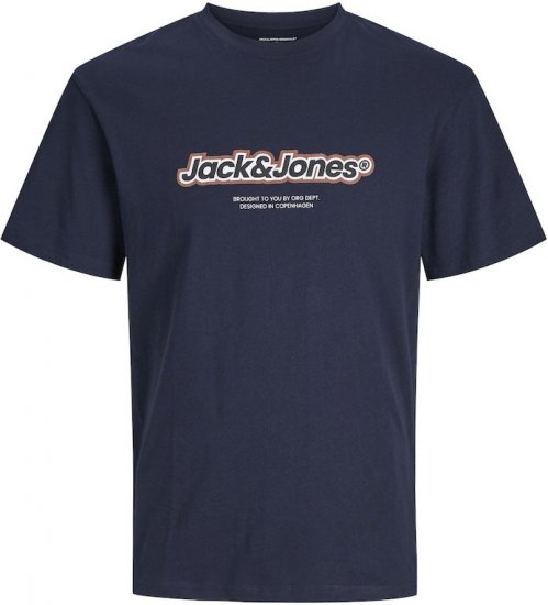 Jack & Jones ESTERBRO Newton T-Shirt Blue - Koszulki - T-shirty meskie Duże Rozmiary - 2XL-14XL