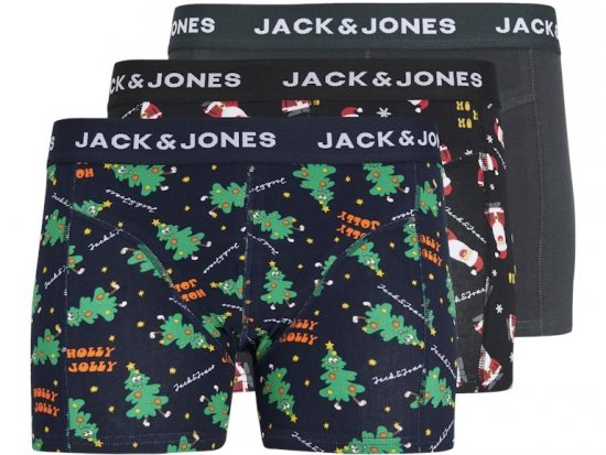 Jack & Jones HOLLY JOLLY Trunks 3-Pack Black - Bielizna & stroje kąpielowe - Bielizna & Stroje kąpielowe 2XL-8XL