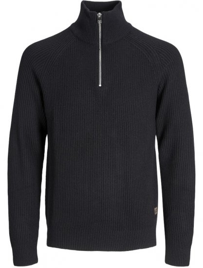 Jack & Jones Pannel Knit Half Zip Pullover Black - Bluzy & bluzy z kapturem - Bluzy & Bluzy z kapturem 2XL-12XL