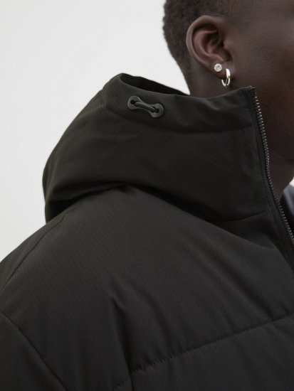 Jack & Jones Global Puffer Jacket Black - Kurtki Męskie Duże Rozmiary - Kurtki Duże rozmiary 2XL-8XL