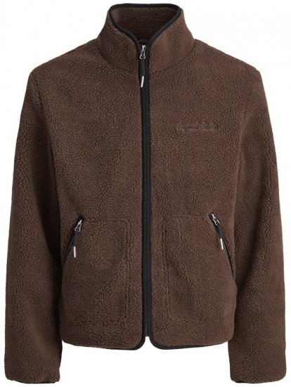Jack & Jones Norrebro Teddy Jacket Deep Mahogany - Kurtki Męskie Duże Rozmiary - Kurtki Duże rozmiary 2XL-8XL