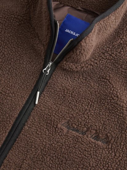 Jack & Jones Norrebro Teddy Jacket Deep Mahogany - Kurtki Męskie Duże Rozmiary - Kurtki Duże rozmiary 2XL-8XL