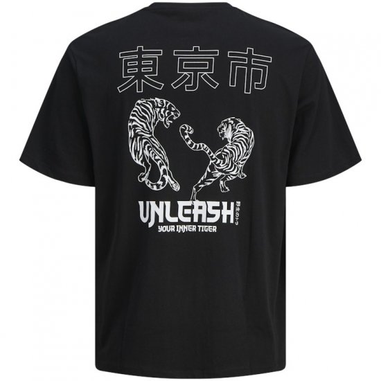 Jack & Jones Miko Crew Neck T-Shirt Black - Koszulki - T-shirty meskie Duże Rozmiary - 2XL-14XL