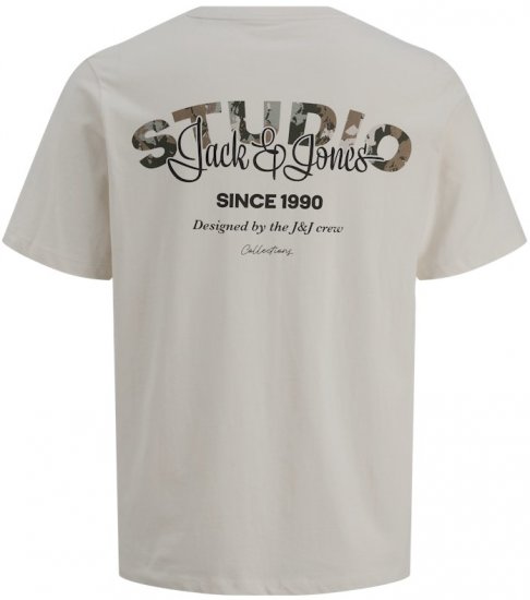 Jack & Jones Yuki Back Print Crew Neck T-Shirt Moonbeam - Koszulki - T-shirty meskie Duże Rozmiary - 2XL-14XL
