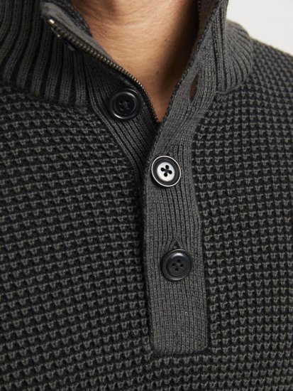 Jack & Jones Ethan High Neck Knit Pullover Black - Bluzy & bluzy z kapturem - Bluzy & Bluzy z kapturem 2XL-12XL
