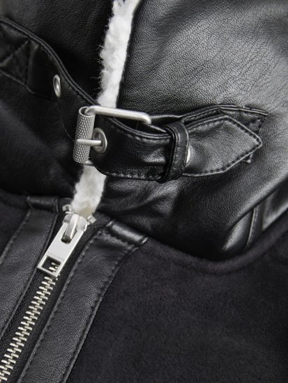 Jack & Jones Cole Aviator Jacket Black - Kurtki Męskie Duże Rozmiary - Kurtki Duże rozmiary 2XL-8XL