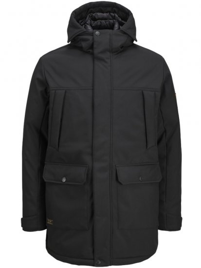 Jack & Jones Finn Softshell Parka Black - Kurtki Męskie Duże Rozmiary - Kurtki Duże rozmiary 2XL-8XL