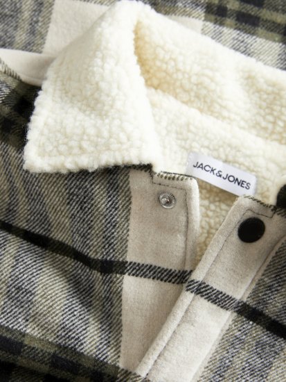 Jack & Jones Zac Teddy Long Sleeve Overshirt Jacket Dusty Olive - Kurtki Męskie Duże Rozmiary - Kurtki Duże rozmiary 2XL-8XL