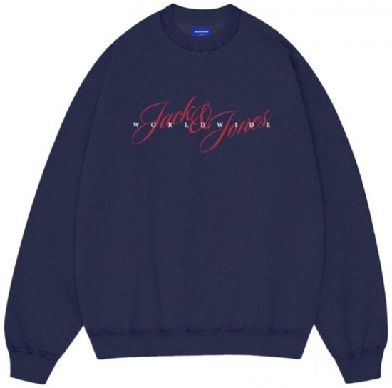 Jack & Jones Wood Crew Neck Sweatshirt Ocean Cavern - Bluzy & bluzy z kapturem - Bluzy & Bluzy z kapturem 2XL-12XL