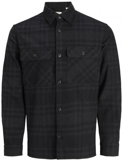 Jack & Jones Rayle Melange Check Long Sleeve Overshirt Black Beauty - Koszule - Koszule 2XL-10XL