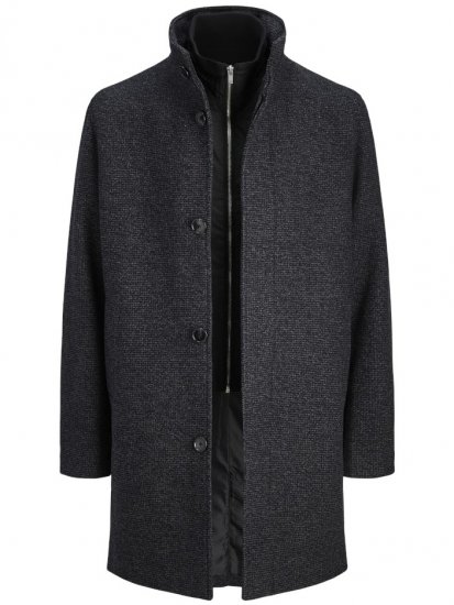 Jack & Jones Keith Standcollar Wool Blend Jacket Charcoal Grey - Kurtki Męskie Duże Rozmiary - Kurtki Duże rozmiary 2XL-8XL