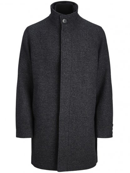 Jack & Jones Keith Standcollar Wool Blend Jacket Charcoal Grey - Kurtki Męskie Duże Rozmiary - Kurtki Duże rozmiary 2XL-8XL