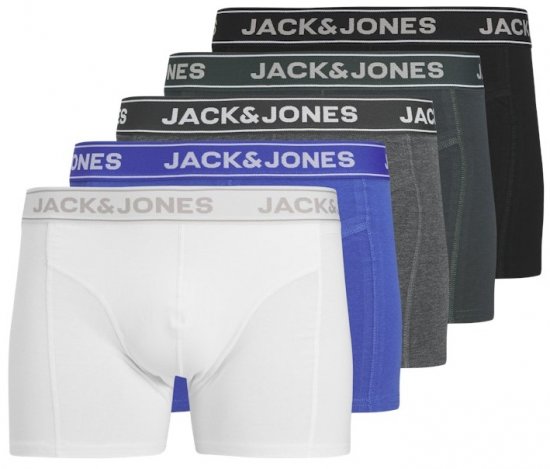 Jack & Jones Black Friday Trunks 5-Pack Black Grey Blue White - Bielizna & stroje kąpielowe - Bielizna & Stroje kąpielowe 2XL-8XL