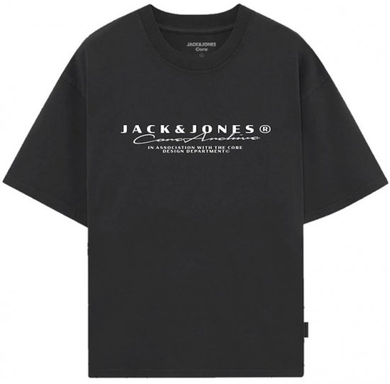 Jack & Jones Point Branding Crew Neck T-Shirt Black - Koszulki z nadrukiem - Koszulki z nadrukiem - 2XL-8XL