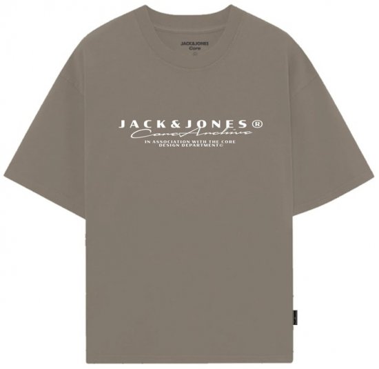 Jack & Jones Point Branding Crew Neck T-Shirt Desert Taupe - Koszulki - T-shirty meskie Duże Rozmiary - 2XL-14XL
