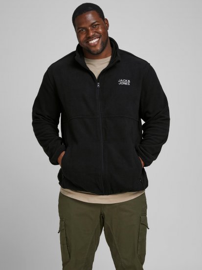 Jack & Jones Hype Fleece Black - Kurtki Męskie Duże Rozmiary - Kurtki Duże rozmiary 2XL-8XL