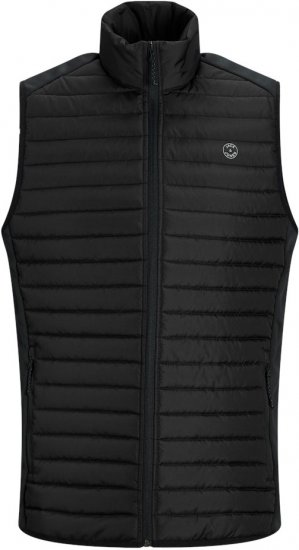 Jack & Jones MULTI BODYWARMER With COLLAR Black - Kurtki Męskie Duże Rozmiary - Kurtki Duże rozmiary 2XL-8XL