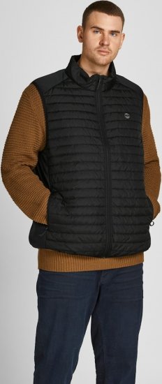 Jack & Jones MULTI BODYWARMER With COLLAR Black - Kurtki Męskie Duże Rozmiary - Kurtki Duże rozmiary 2XL-8XL