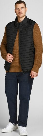 Jack & Jones MULTI BODYWARMER With COLLAR Black - Kurtki Męskie Duże Rozmiary - Kurtki Duże rozmiary 2XL-8XL