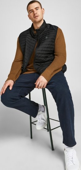 Jack & Jones MULTI BODYWARMER With COLLAR Black - Kurtki Męskie Duże Rozmiary - Kurtki Duże rozmiary 2XL-8XL