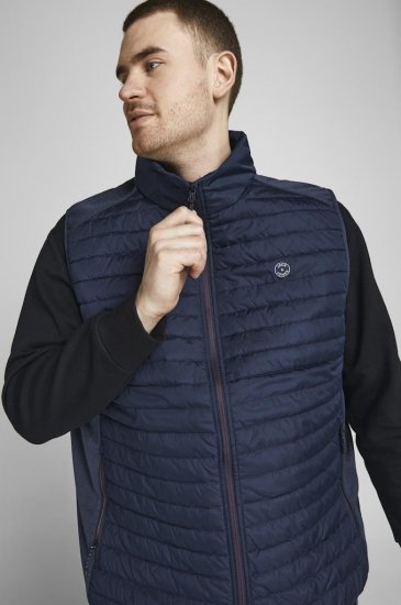 Jack & Jones MULTI BODYWARMER With COLLAR Navy Blazer - Kurtki Męskie Duże Rozmiary - Kurtki Duże rozmiary 2XL-8XL